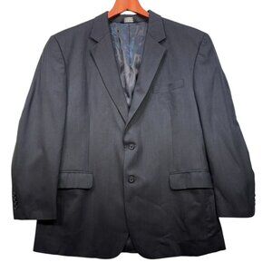 JoS. A. Bank Mens Wool Blazer Jacket 46R Gray Pinstriped Classic